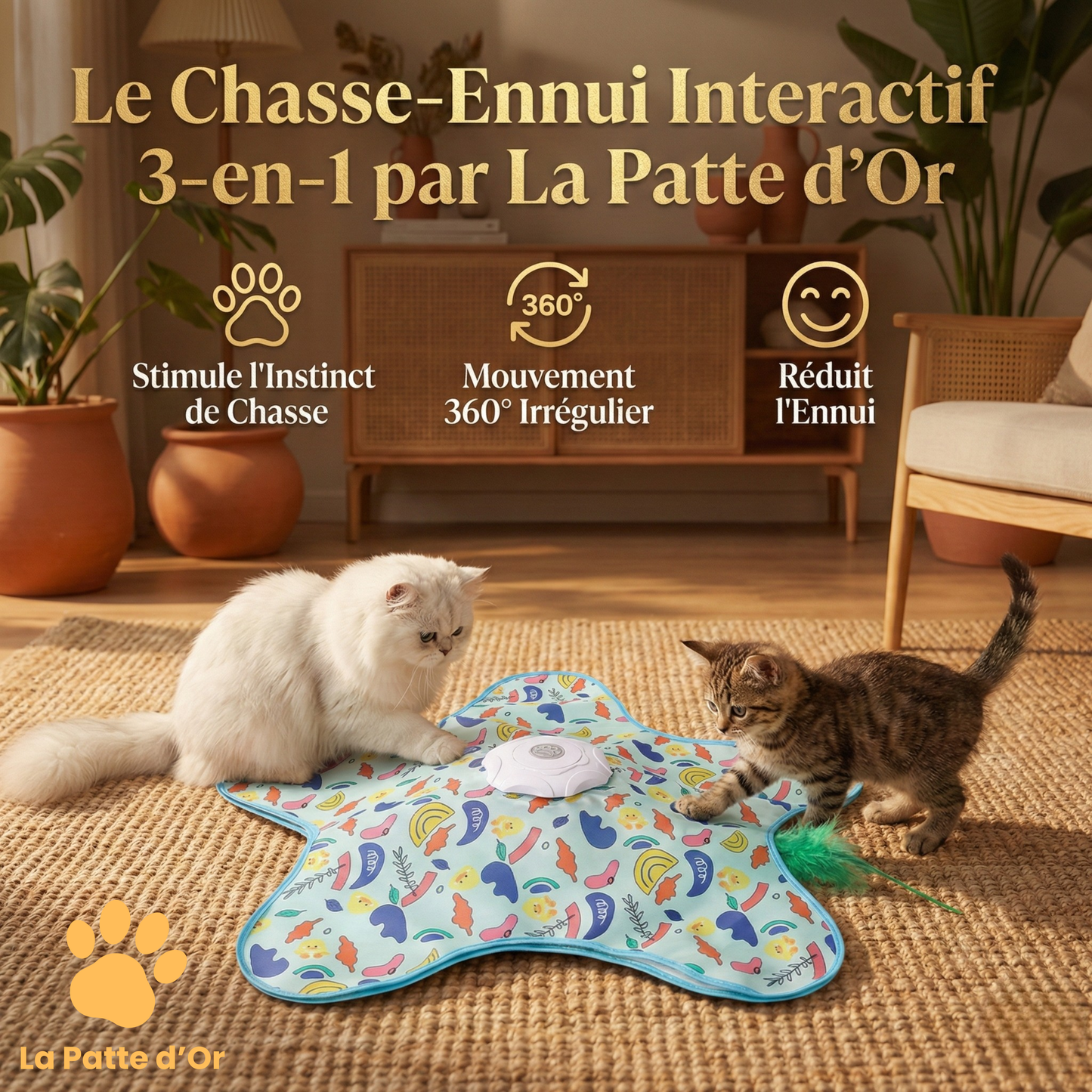 Le "Chasse-Ennui" Interactif 3-en-1 par la Patte d'Or